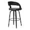Armen Living Shelly 30" Bar Height Swivel Gray Faux Leather and Black Wood Bar Stool LCSHBAGRBL30 - alternate 4